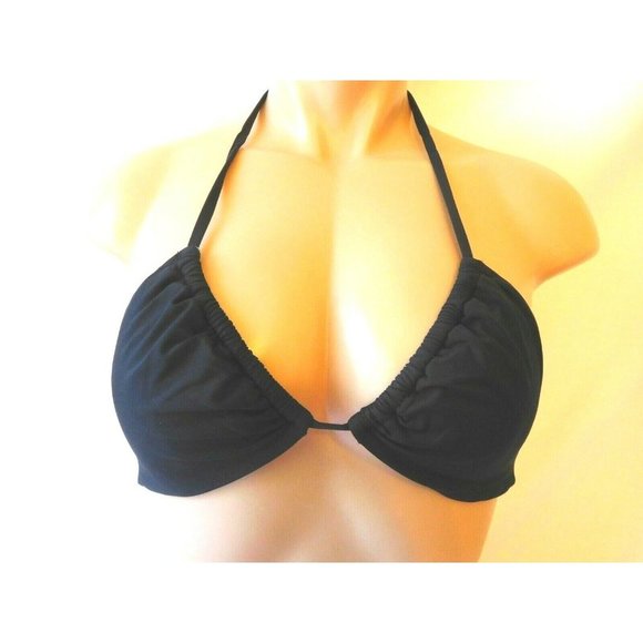 New TRINA TURK BLACK GOLD TRIANGLE TOP Swimwear Swim Bikini Top Padded Size 6 - Picture 3 of 10